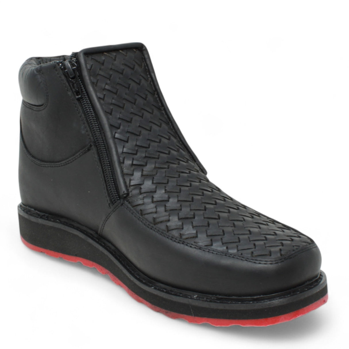 Petatillo Square Toe Double Density Work Shoes with Double Zipper - Black