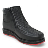Petatillo Square Toe Double Density Work Shoes with Double Zipper - Black