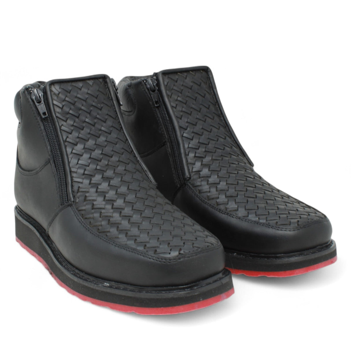 Petatillo Square Toe Double Density Work Shoes with Double Zipper - Black