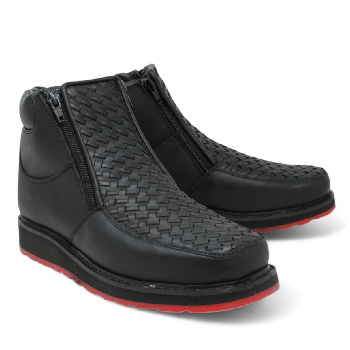 Petatillo Square Toe Double Density Work Shoes with Double Zipper - Black