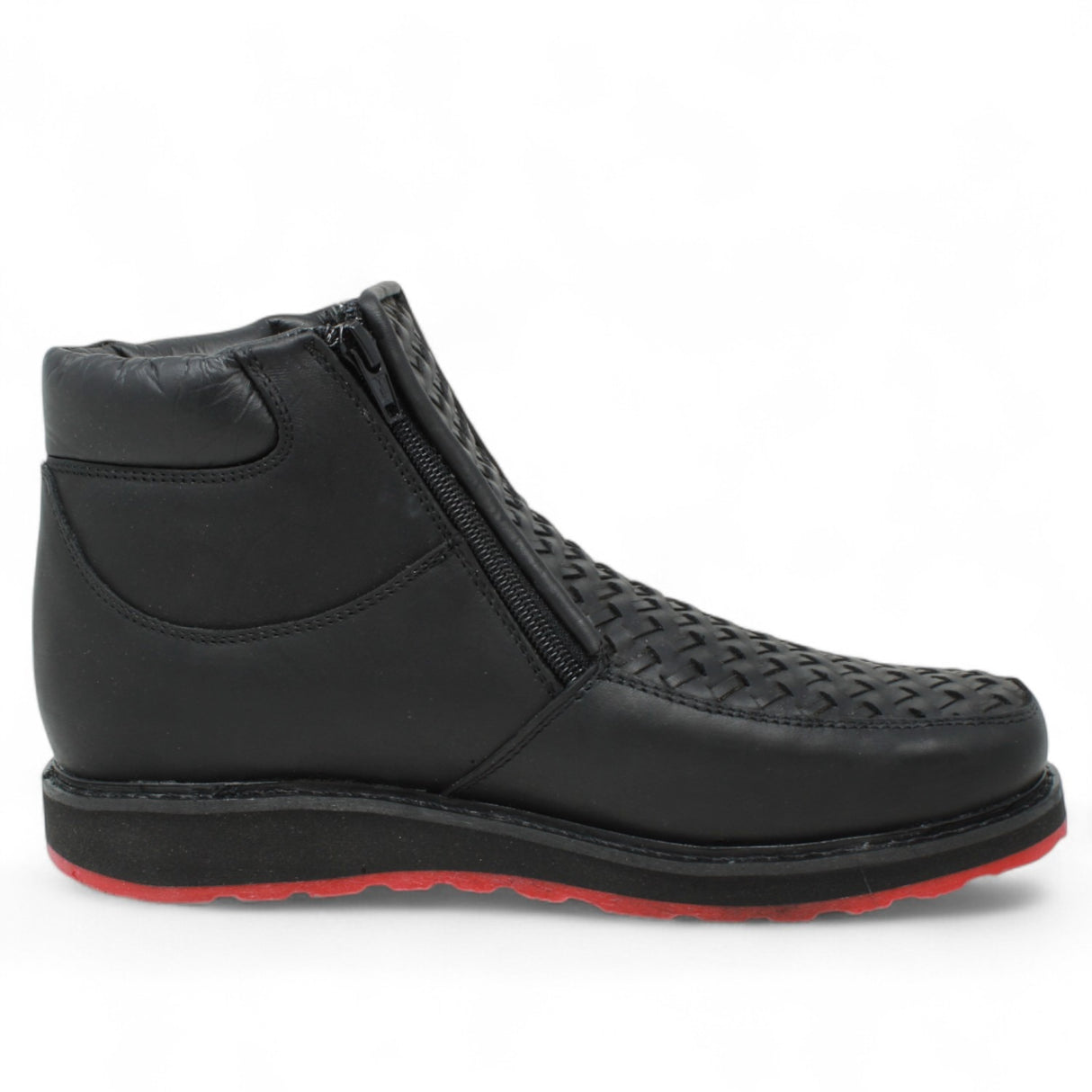 Petatillo Square Toe Double Density Work Shoes with Double Zipper - Black