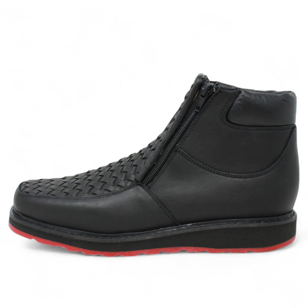 Petatillo Square Toe Double Density Work Shoes with Double Zipper - Black