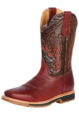 Establo Genuine Leather Pull-On Square Toe Work Boots - Double Density Outsole