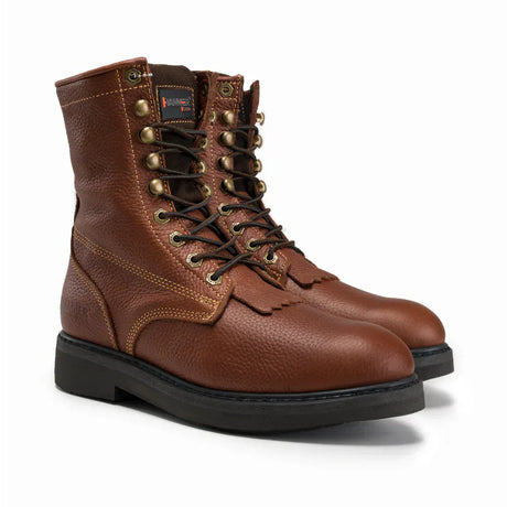 Joe Boots Boots Comfort Full Grain Leather Zipper and Lace Work Boots Brown Color - Hammer Boots