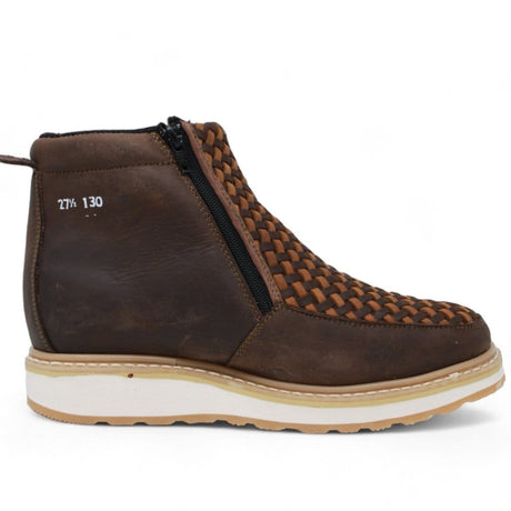 La Carreta Boots Petatillo Square Toe Double Density Work Boots Brown with Double Zipper LC