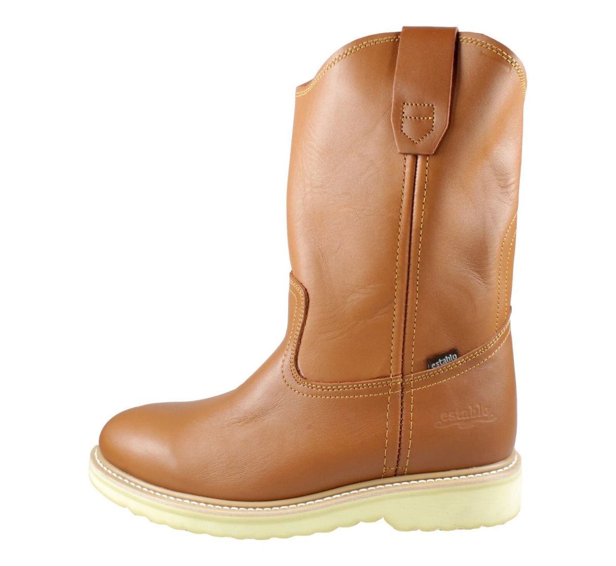 Establo Genuine Leather Mil Rayas Pull-On Work Boots - Soft Toe
