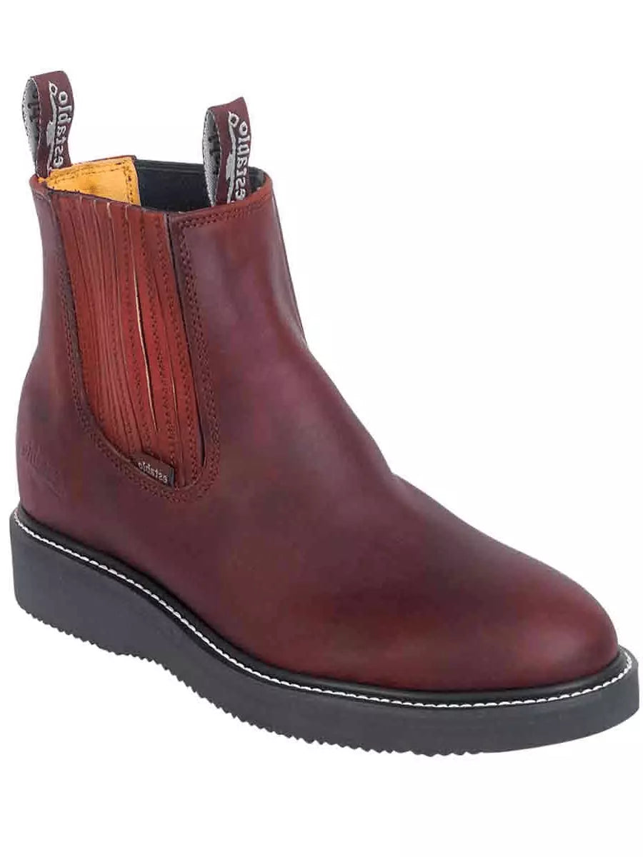 Establo Genuine Leather Mil Rayas Work Boots - Soft Toe (Burgundy)